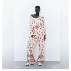 ZARA Women's Wide Leg Cotton Pants, Colorful Soft‎ Trendy Size M